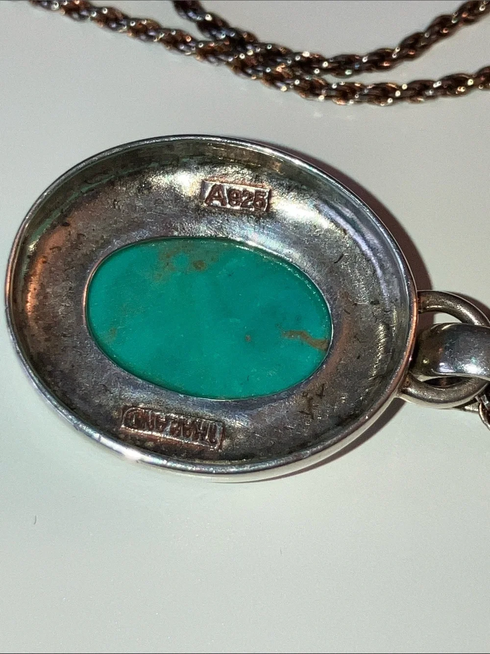 Sterling Silver Turquoise Oval Pendant Necklace
